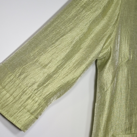 Ali Miles | Lime Button Down Shacket 3/4 Sleeve Lightweight Loose Fit Size L - Picture 6 of 9